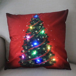 Cartoon Christmas Cushion Covers 18 x 18 inch With LED Lights