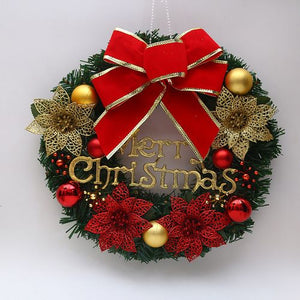 Red Christmas Wreath For Front Door Gold Window Wall Door Christmas Decorations Garland Ornament