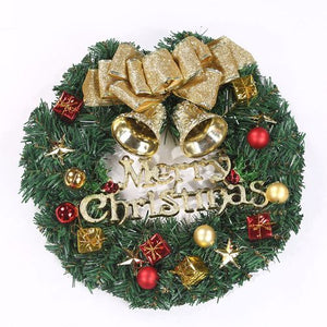 Red Christmas Wreath For Front Door Gold Window Wall Door Christmas Decorations Garland Ornament