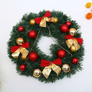 Red Christmas Wreath For Front Door Gold Window Wall Door Christmas Decorations Garland Ornament