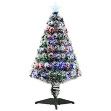 Load image into Gallery viewer, 3ft Artificial Prelit Christmas Tree Snow Tree LED Fiber Optics Green White
