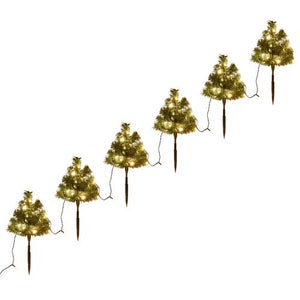 vidaXL Christmas Pathway Trees 6 pcs with Warm White LEDs 45 cm PVC