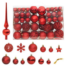 Load image into Gallery viewer, 111 Piece Red Shatterproof Christmas Bauble Set Polystyrene
