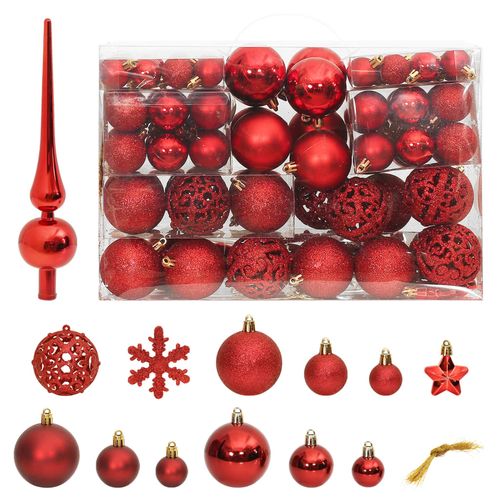 111 Piece Red Shatterproof Christmas Bauble Set Polystyrene