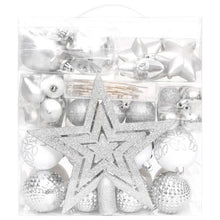 Load image into Gallery viewer, 70 Piece Shatterproof Silver And White Christmas Bauble Set
