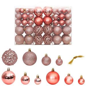 100 pcs Shatterproof Rose Pink Christmas Baubles