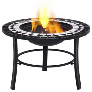 VidaXl Mosaic Fire Pit 68 cm Ceramic Black And White