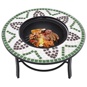 vidaXl Mosaic Fire Pit 68 cm Ceramic Green