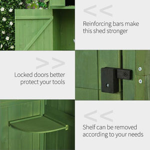 Garden Shed Vertical Utility 3 Shelves Shed Wood Outdoor Garden Tool Storage Unit