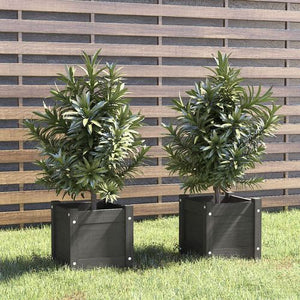 VidaXL Garden Planter 31 x 31 x 31 cm Solid Pinewood Grey