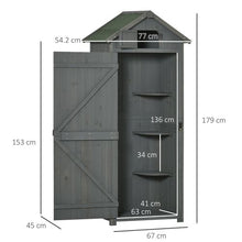 Load image into Gallery viewer, Garden Shed Vertical Utility 3 Shelves Shed Wood Outdoor Garden Tool Storage Unit Grey
