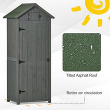 Load image into Gallery viewer, Garden Shed Vertical Utility 3 Shelves Shed Wood Outdoor Garden Tool Storage Unit Grey
