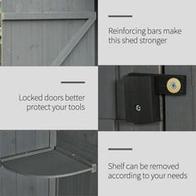 Load image into Gallery viewer, Garden Shed Vertical Utility 3 Shelves Shed Wood Outdoor Garden Tool Storage Unit Grey
