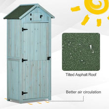 Load image into Gallery viewer, Garden Shed Vertical Utility 3 Shelves Shed Wood Outdoor Garden Tool Storage Unit Blue
