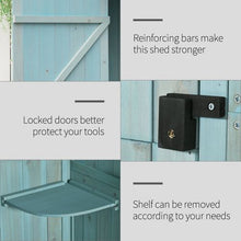 Load image into Gallery viewer, Garden Shed Vertical Utility 3 Shelves Shed Wood Outdoor Garden Tool Storage Unit Blue
