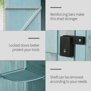 Garden Shed Vertical Utility 3 Shelves Shed Wood Outdoor Garden Tool Storage Unit Blue