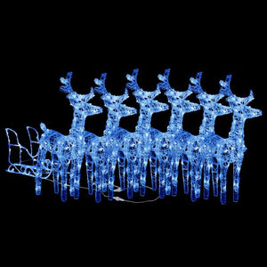 VidaXL Reindeers & Sleigh Christmas Decoration Acrylic BLUE LIGHTS 2/ 4 / 6