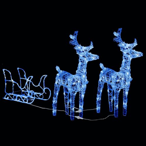 VidaXL Reindeers & Sleigh Christmas Decoration Acrylic BLUE LIGHTS 2/ 4 / 6