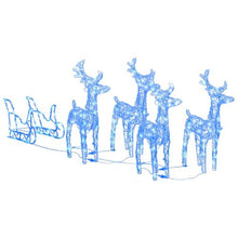 Load image into Gallery viewer, VidaXL Reindeers &amp; Sleigh Christmas Decoration Acrylic BLUE LIGHTS 2/ 4 / 6
