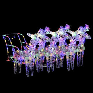 VidaXL Reindeers & Sleigh Christmas Decoration Acrylic MULTICOLOURED LIGHTS 2/ 4 / 6