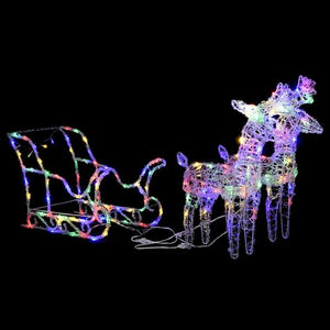 VidaXL Reindeers & Sleigh Christmas Decoration Acrylic MULTICOLOURED LIGHTS 2/ 4 / 6