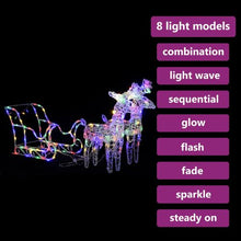 Load image into Gallery viewer, VidaXL Reindeers &amp; Sleigh Christmas Decoration Acrylic MULTICOLOURED LIGHTS 2/ 4 / 6
