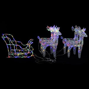 VidaXL Reindeers & Sleigh Christmas Decoration Acrylic MULTICOLOURED LIGHTS 2/ 4 / 6