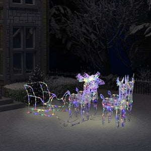 VidaXL Reindeers & Sleigh Christmas Decoration Acrylic MULTICOLOURED LIGHTS 2/ 4 / 6