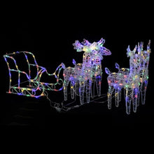 Load image into Gallery viewer, VidaXL Reindeers &amp; Sleigh Christmas Decoration Acrylic MULTICOLOURED LIGHTS 2/ 4 / 6
