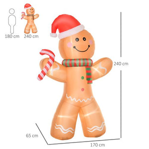 8 ft Christmas Inflatable Gingerbread Man Lighted Indoor Outdoor