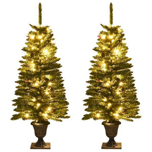 VidaXL Artificial Christmas Trees 2 pcs with Wreath, Garland and LEDs