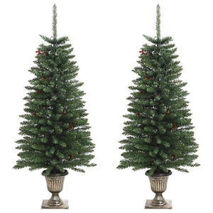 VidaXL Artificial Christmas Trees 2 pcs with Wreath, Garland and LEDs