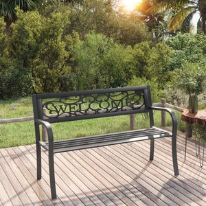 VidaXL Welcome Garden Bench 125 cm Black Steel