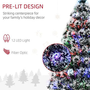 3ft Artificial Prelit Christmas Tree Snow Tree LED Fiber Optics Green White