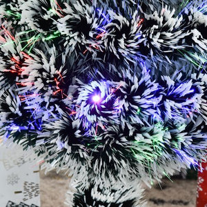 3ft Artificial Prelit Christmas Tree Snow Tree LED Fiber Optics Green White