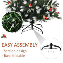 Load image into Gallery viewer, 6FT Artificial SnowDipped Christmas Tree Foldable Berries White Pinecones Green
