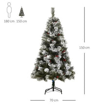 Load image into Gallery viewer, 5 ft Indoor Christmas Tree Artificial Berry Xmas Deco Metal Stand and 184 Tips
