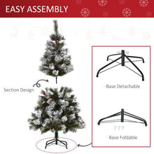 Load image into Gallery viewer, 5 ft Indoor Christmas Tree Artificial Berry Xmas Deco Metal Stand and 184 Tips
