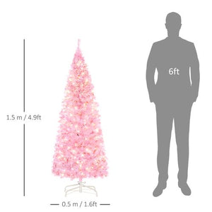 5/6FT Prelit Artificial Pink Christmas Tree 300 LED Light