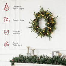 Load image into Gallery viewer, Luxury Pre-Lit Christmas Wreath With Cones And Berries
