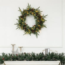 Load image into Gallery viewer, Luxury Pre-Lit Christmas Wreath With Cones And Berries
