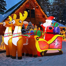 Load image into Gallery viewer, 2.1 m Long Inflatable Santa Reindeer Sled Built-in LED Lights Ornament Xmas Garden Decor
