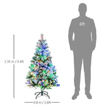 Load image into Gallery viewer, 4.5 ft Artificial Flocked Christmas Tree with LED Lights, Snow Branches
