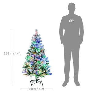 4.5 ft Artificial Flocked Christmas Tree with LED Lights, Snow Branches