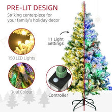 Load image into Gallery viewer, 4.5 ft Artificial Flocked Christmas Tree with LED Lights, Snow Branches
