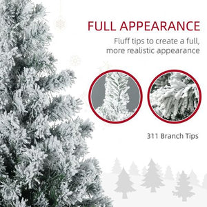 4.5 ft Artificial Flocked Christmas Tree with LED Lights, Snow Branches