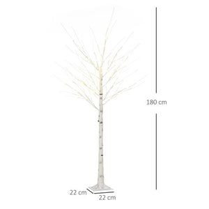 6ft Artificial White Birch Tree Light 96 Warm White Pre-Lit LED Light HOMCOM