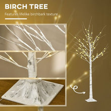 Load image into Gallery viewer, 6ft Artificial White Birch Tree Light 96 Warm White Pre-Lit LED Light HOMCOM
