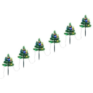 vidaXL Christmas Pathway Trees 6 pcs with Warm White LEDs 45 cm PVC