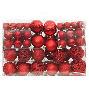 111 Piece Red Shatterproof Christmas Bauble Set Polystyrene